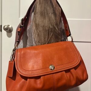 Coach SoHo Burnt Orange Leather Pleated Shoulder Bag